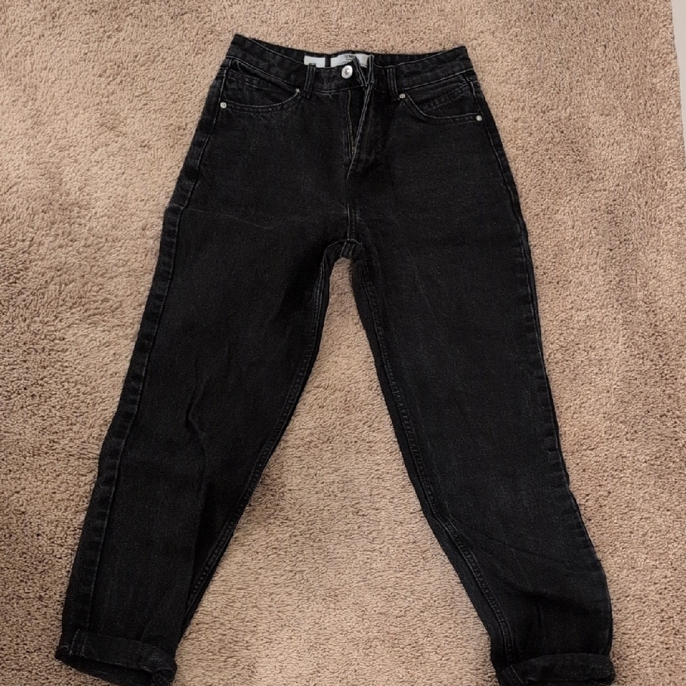 Bershka Dark Charcoal Boyfriend Jeans